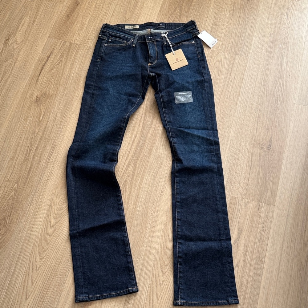 AG Adriano Goldschmied Dark Blue Straight Leg Jeans